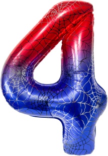 Шар (40''/102 см) Цифра, 4 Героическая тема, Красный/Синий, 1 шт. в уп.