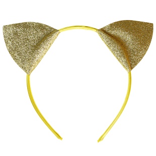 Ободок, Элегантные Ушки, Золото, с блестками, 1 шт. 