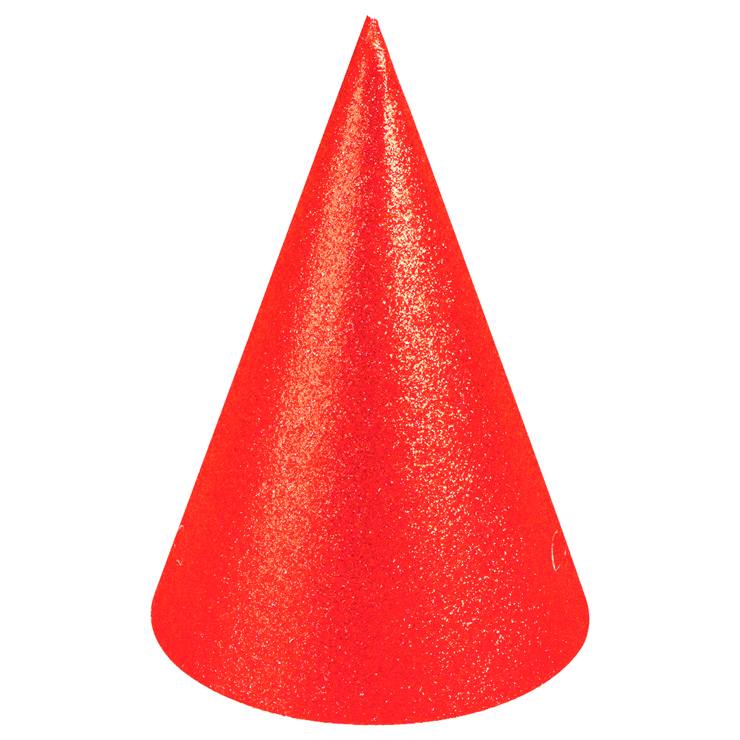 Колпаки, Красный, с блестками, 16 см, 6 шт. в упак. 