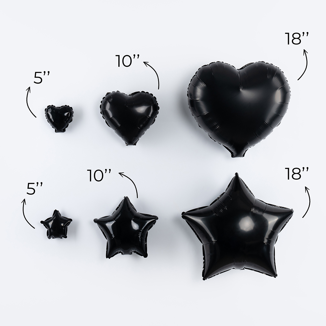 Шар с клапаном (10''/25 см) Мини-сердце, Черный, 1 шт.