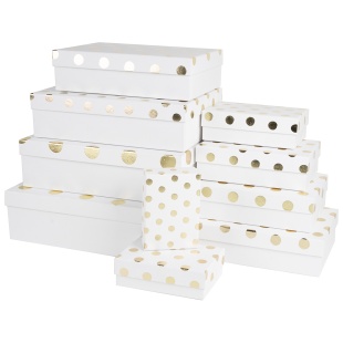 Набор коробок Золотой горох, Белый, Металлик, 37*27*11 см, 10 шт. в упак. 