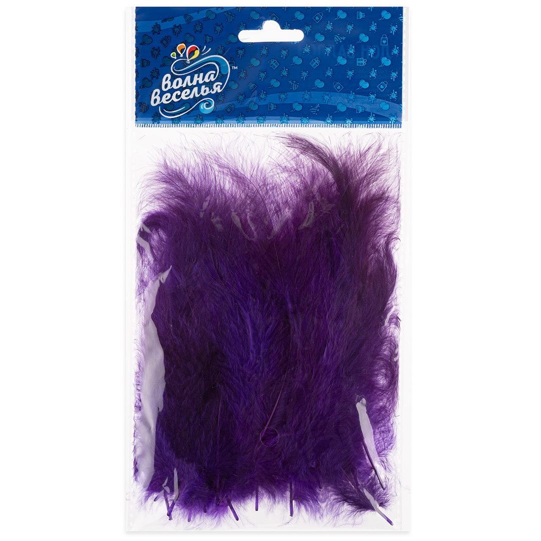 Перья, Премиум, Фиолетовый, 12-15 см, 30 шт.