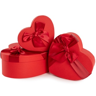 Набор коробок Сердце, с бантом, Красный, 22*20*9 см, 3 шт. в упак. 