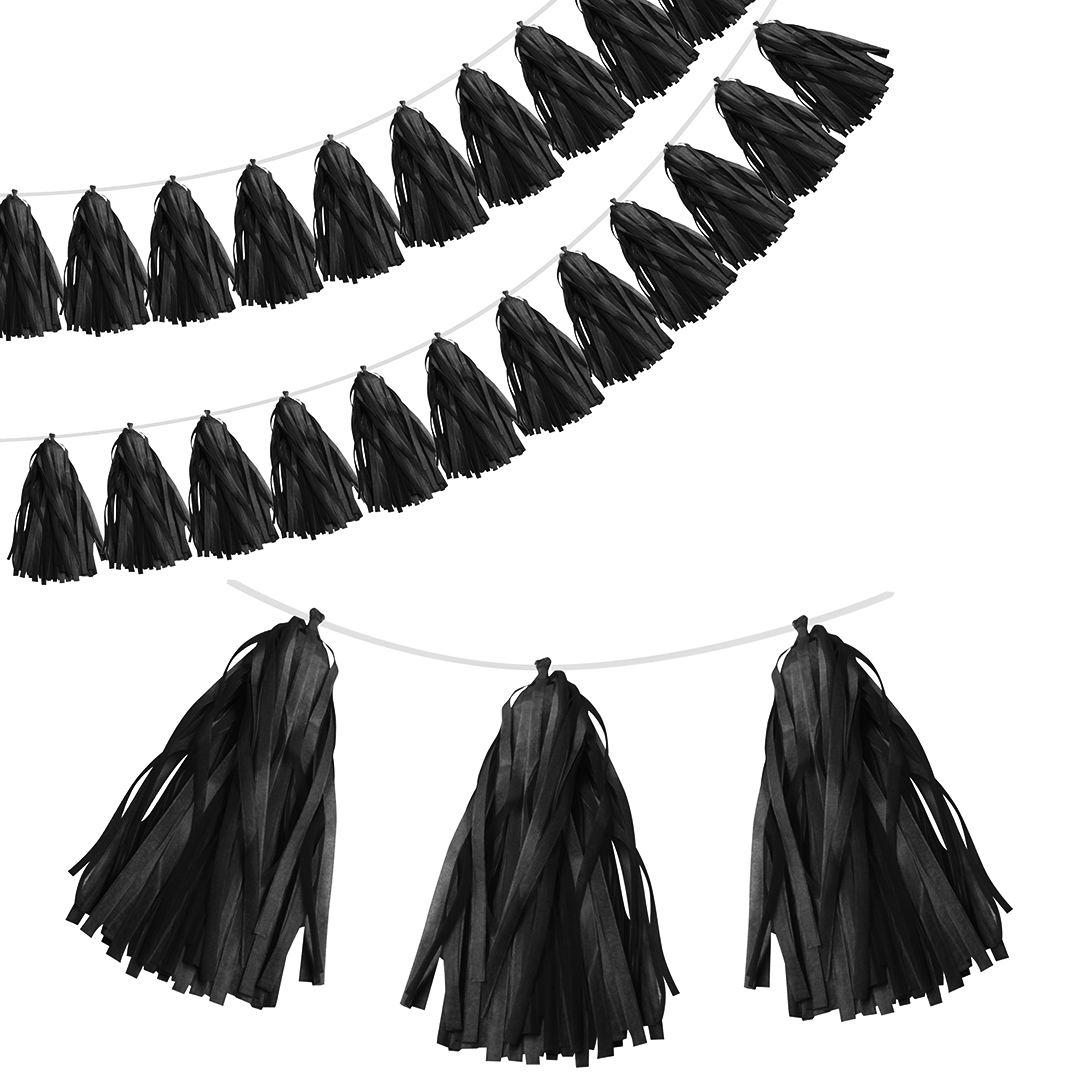 Гирлянда Тассел, Черный, 35*12 см, 12 листов.