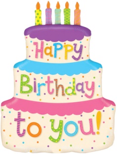 Шар (22''/56 см) Фигура, Торт на День Рождения, 1 шт. в уп.