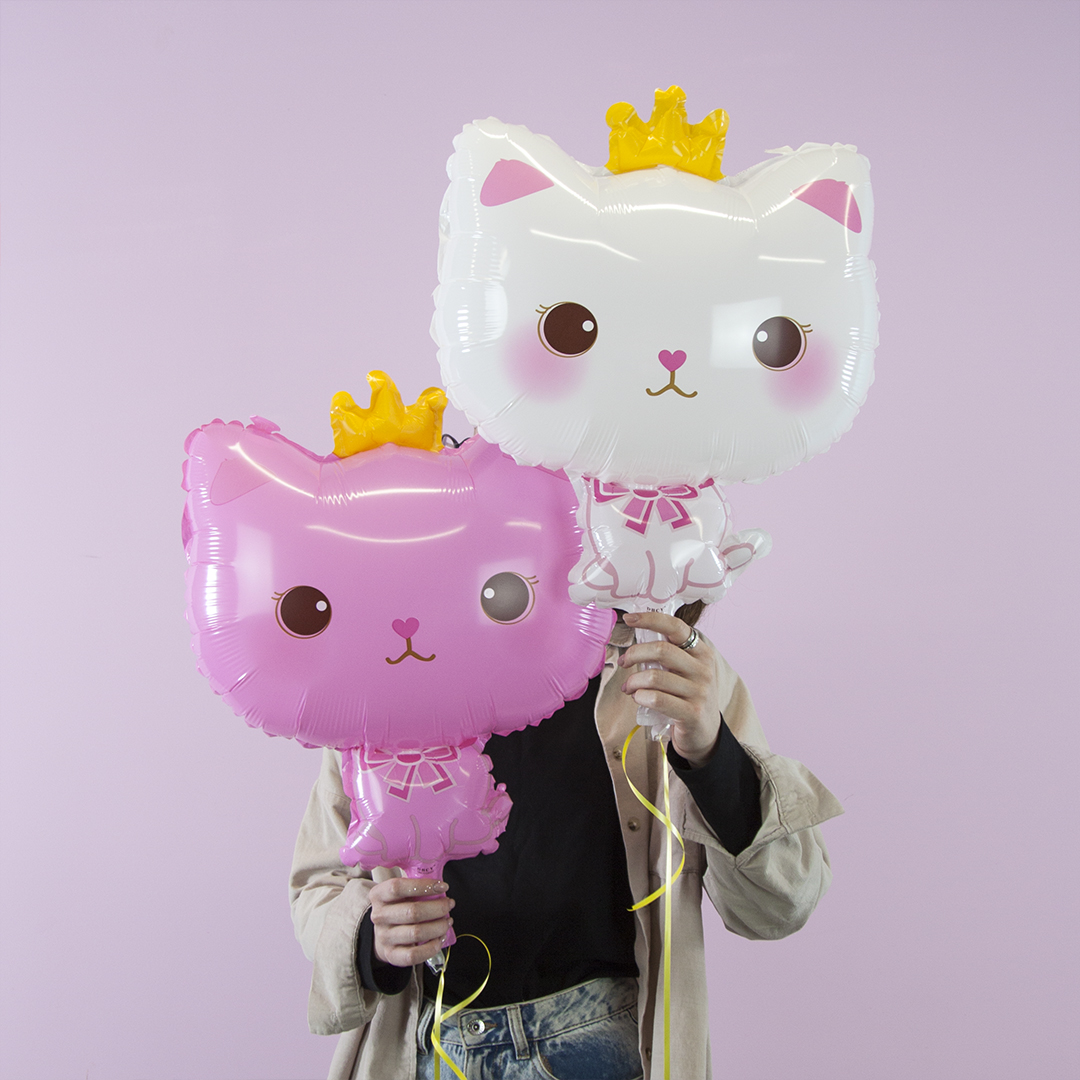 Шар (24''/61 см) Фигура, Котенок Принцесса, Розовый, 1 шт.