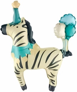 Шар с клапаном (15''/38 см) Мини-фигура, Цирк, Зебра в колпачке, 5 шт. в уп. (цв.этик.)