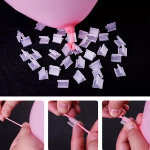 Зажим для воздушных шаров 1,1*1,3 см. Прозрачный, 10 шт.