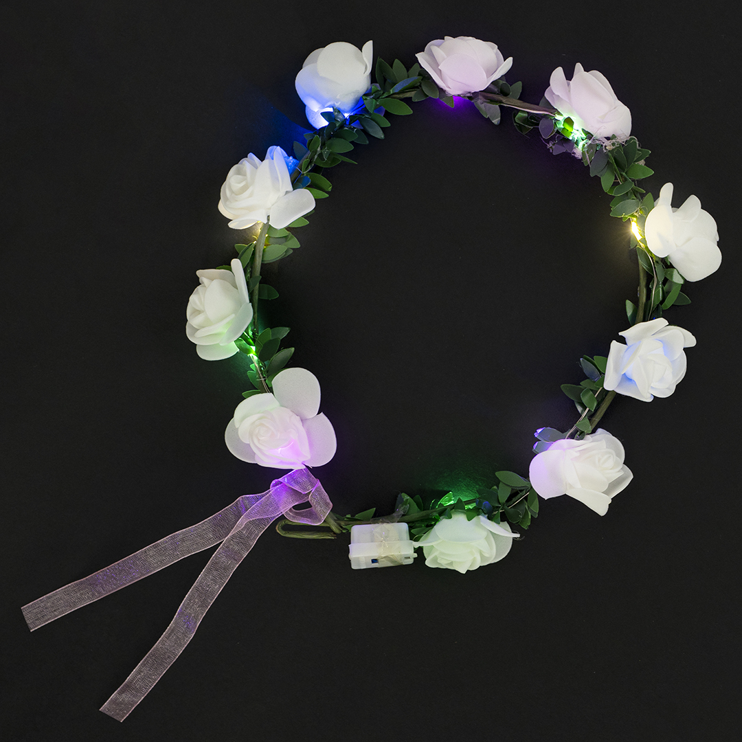 Светодиодный венок из цветов, Белый, 20 см, 1 шт. 