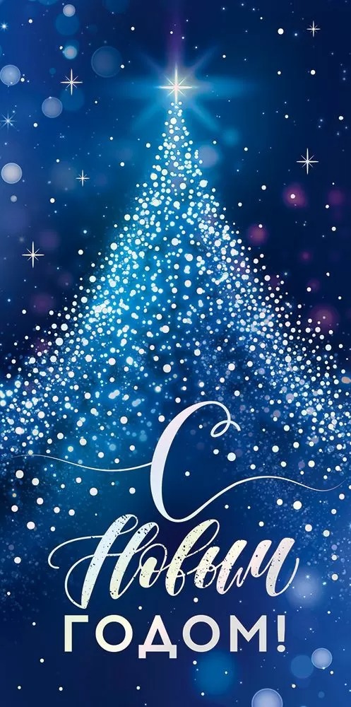 Конверты для денег, С Новым Годом! (сверкающая елочка), Металлик, 10 шт.