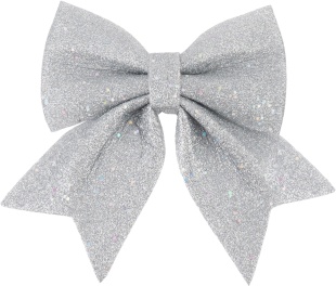 Декоративный бант Праздничный, Серебро, с блестками, 15*20 см, 1 шт. в упак. 