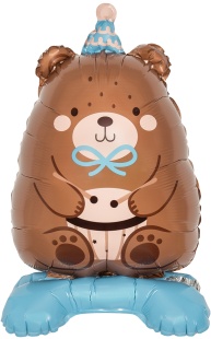 Шар 3D (24''/61 см) Фигура на подставке, Мишка в голубом колпачке, 1 шт. в уп.