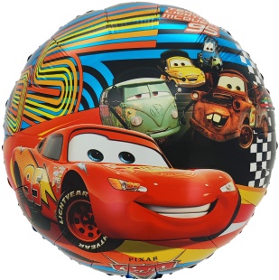 Шар (18''/46 см) Круг, Гоночные машинки, 1 шт. в уп. (цв.этик.)