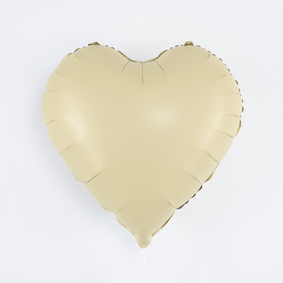 Шар (18''/46 см) Сердце, Светло-желтый, Сатин, 1 шт.