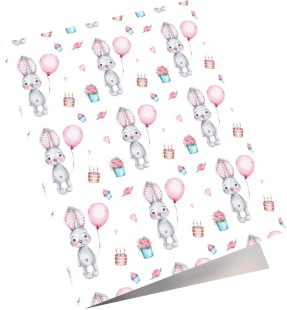 Мини - открытка, Зайка с шариком, 6,5*8 см, 10 шт.