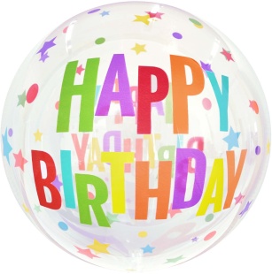 Шар с клапаном (18''/46 см) Сфера, Звезды на День Рождения, Прозрачный, Кристалл, 1 шт. в уп.