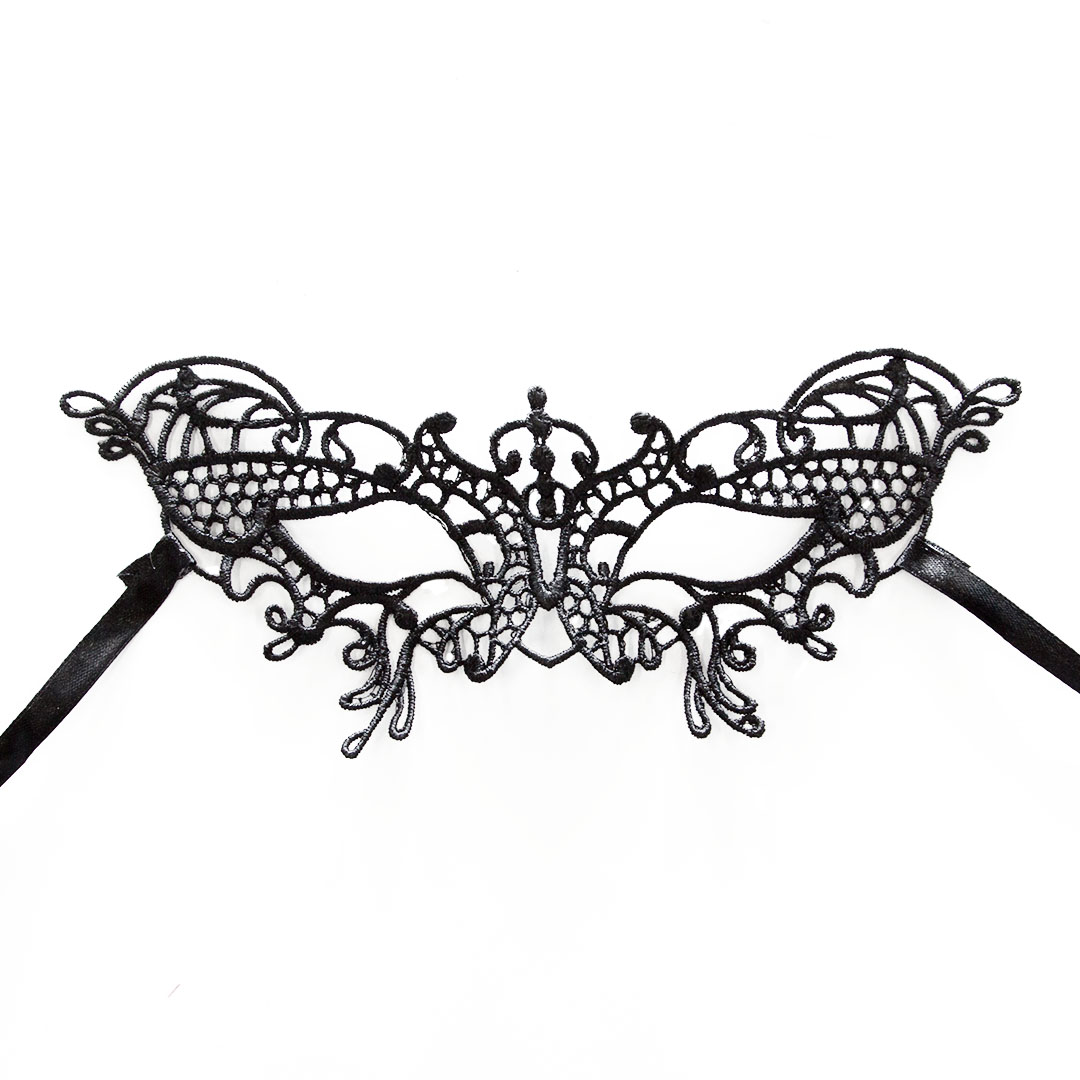 Маска кружевная, фигурная, Бабочка, Черный, 16*24 см, 1 шт. 