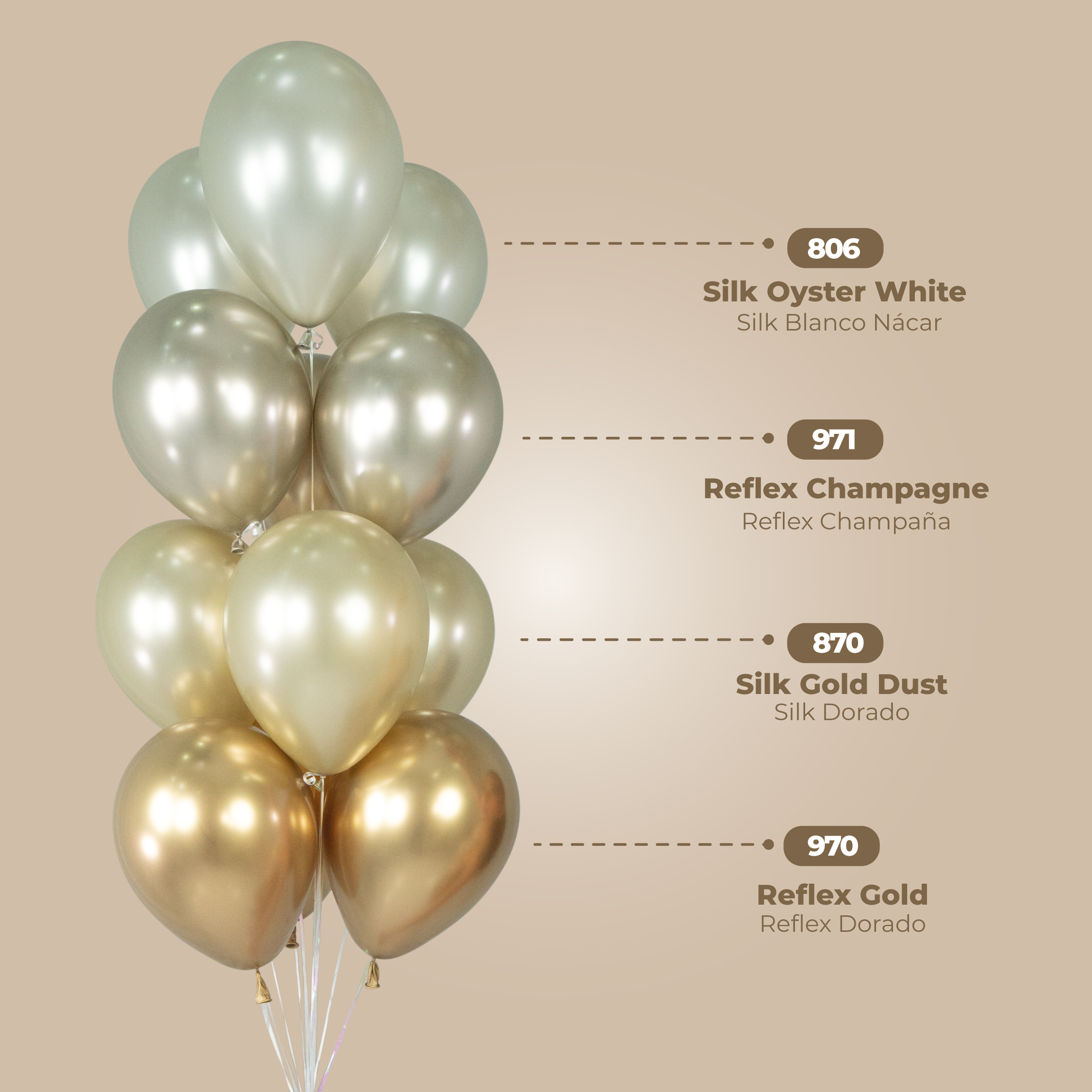 Шар (12''/30 см), Устрично-белый (806), шелк, 12 шт.