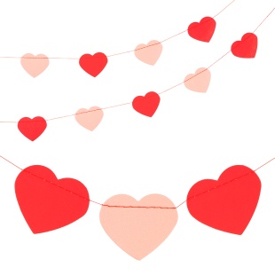 Гирлянда-подвеска Сердце, Мини, Красный/Розовый, с блестками, 200 см, 5 см*20 шт, 1 упак.