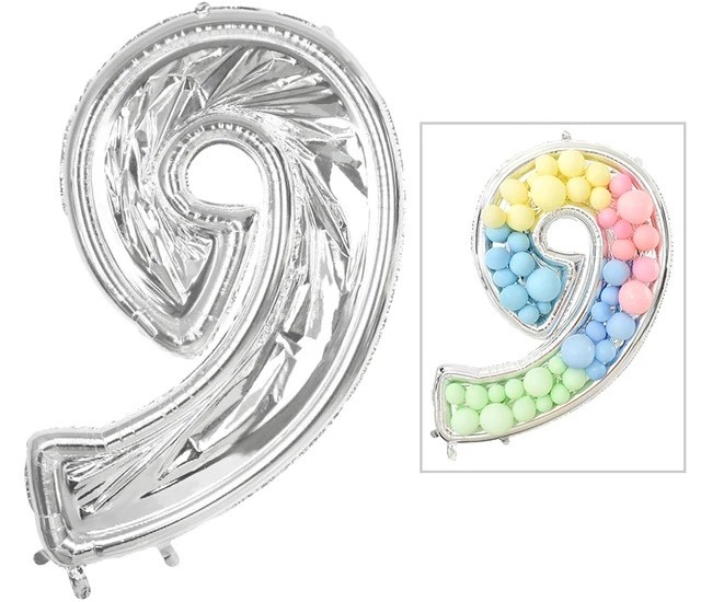 Шар (65''/165 см) Цифра, 9 Каркасная, 1 шт. в уп.