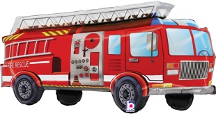 Шар (34''/86 см) Фигура, Пожарная машина, Красный, 1 шт. в уп.