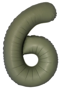 Шар (40''/102 см) Цифра, 6 Slim, Оливковый, Матовый, 1 шт. в уп.