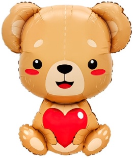 Шар (31''/79 см) Фигура, Мишка с сердцем, 1 шт. в уп.