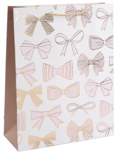 Пакет подарочный, 210гр, Бантики, Дизайн №2, Металлик, 14*12*6 см, 1 шт.