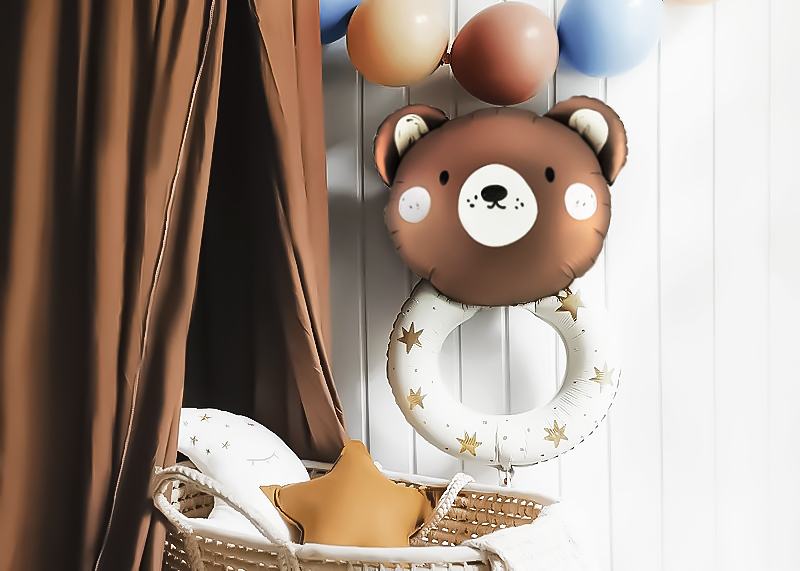 Шар (33''/84 см) Фигура, Погремушка Медвежонок, 1 шт.