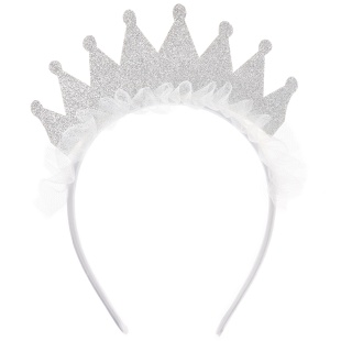 Ободок, Сверкающая корона, Серебро, с блестками, 1 шт. 