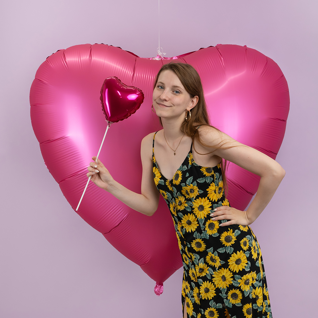 Шар (68''/173 см) Сердце, Розовый, Сатин, 1 шт. в уп.