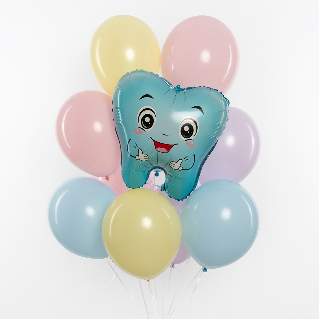 Шар (21''/53 см) Фигура, Милый Зубик, Голубой, 1 шт.