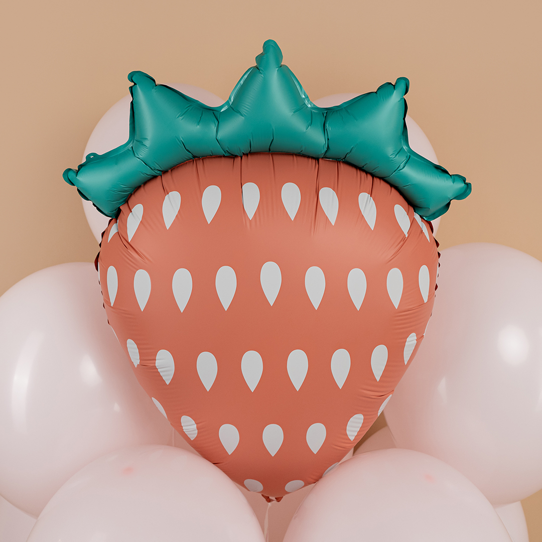 Шар (30''/76 см) Фигура, Клубника, Розовый, 1 шт.