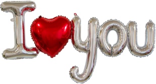 Шар (39''/99 см) Фигура, Надпись "I love you" с сердцем, Серебро, 1 шт.