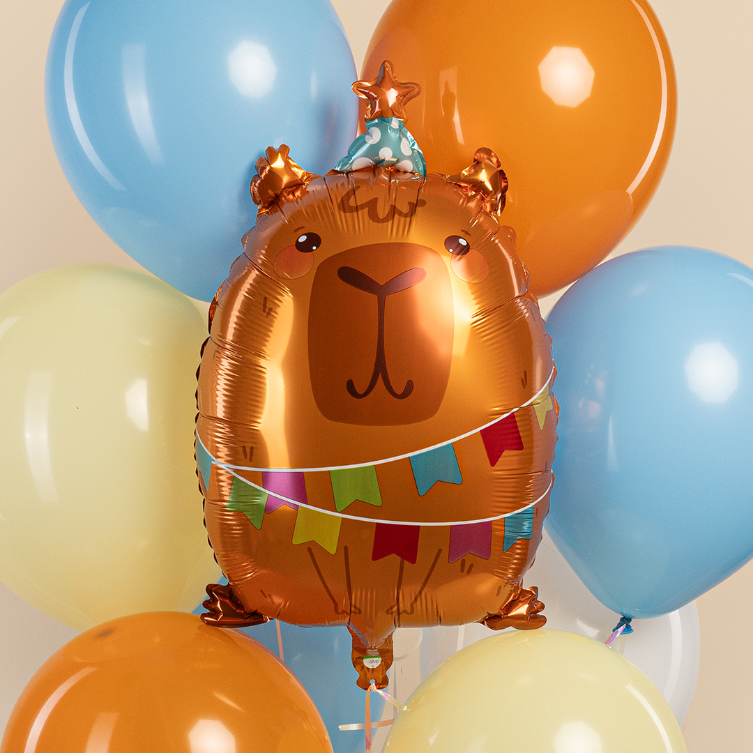 Шар (22''/56 см) Фигура, Капибара на вечеринке, 1 шт.