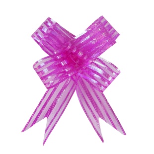 Текстильный бант Бабочка, Тонкие полосы, Розовый, 10 см, 10 шт. в упак. 