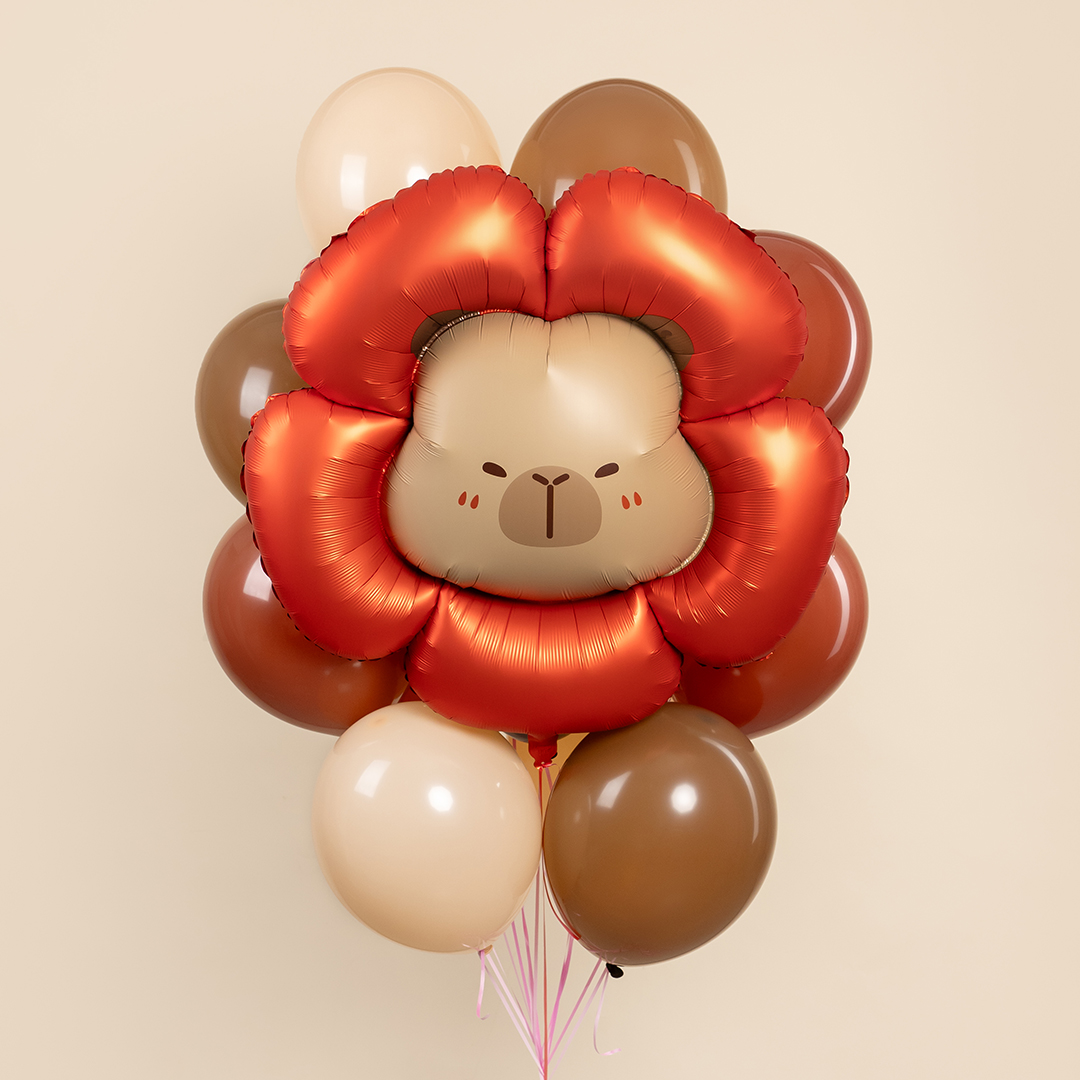 Шар (33''/84 см) Фигура, Капибара Цветочек, 1 шт.