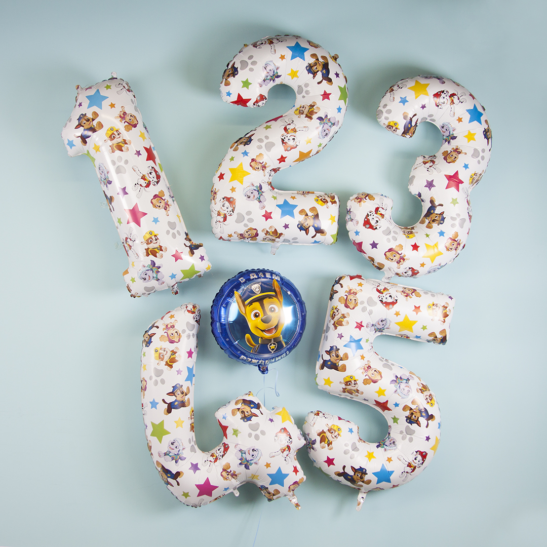 Шар (26''/66 см) Цифра, 4 Щенячий Патруль, 1 шт.