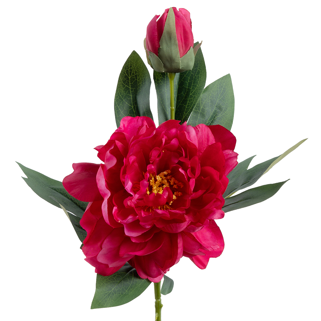 Пион, искусственный, Ярко-розовый, 60 см, 1 шт. в упак. 