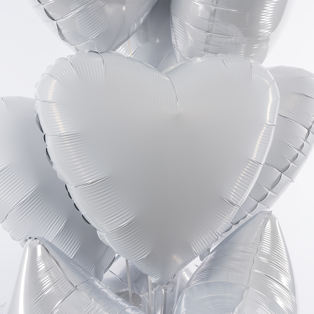 Шар (19''/48 см) Сердце, Белый, 1 шт.