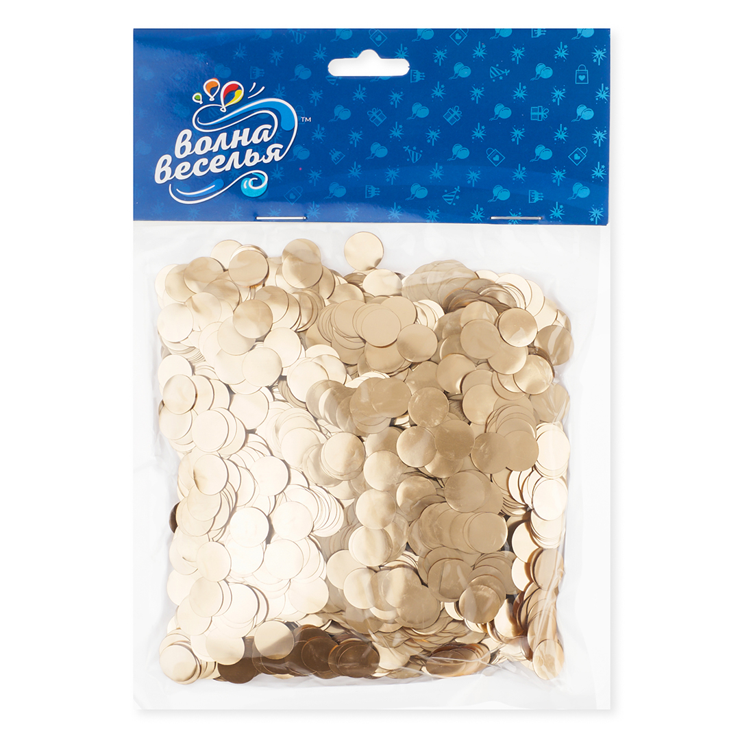 Конфетти фольга Круг, Золото, Хром, 1 см, 50 г.