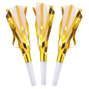 Карнавальные гудки, Шумчики, Розовый/Золото, Металлик, 16 см, 6 шт. в упак. 