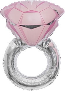 Шар (28''/71 см) Фигура, Кольцо с бриллиантом, Розовый, 1 шт. в уп.