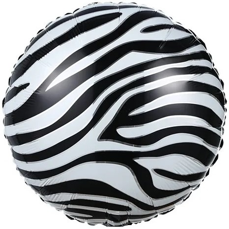 Шар (18''/46 см) Круг, Сафари, Зебра, 1 шт.
