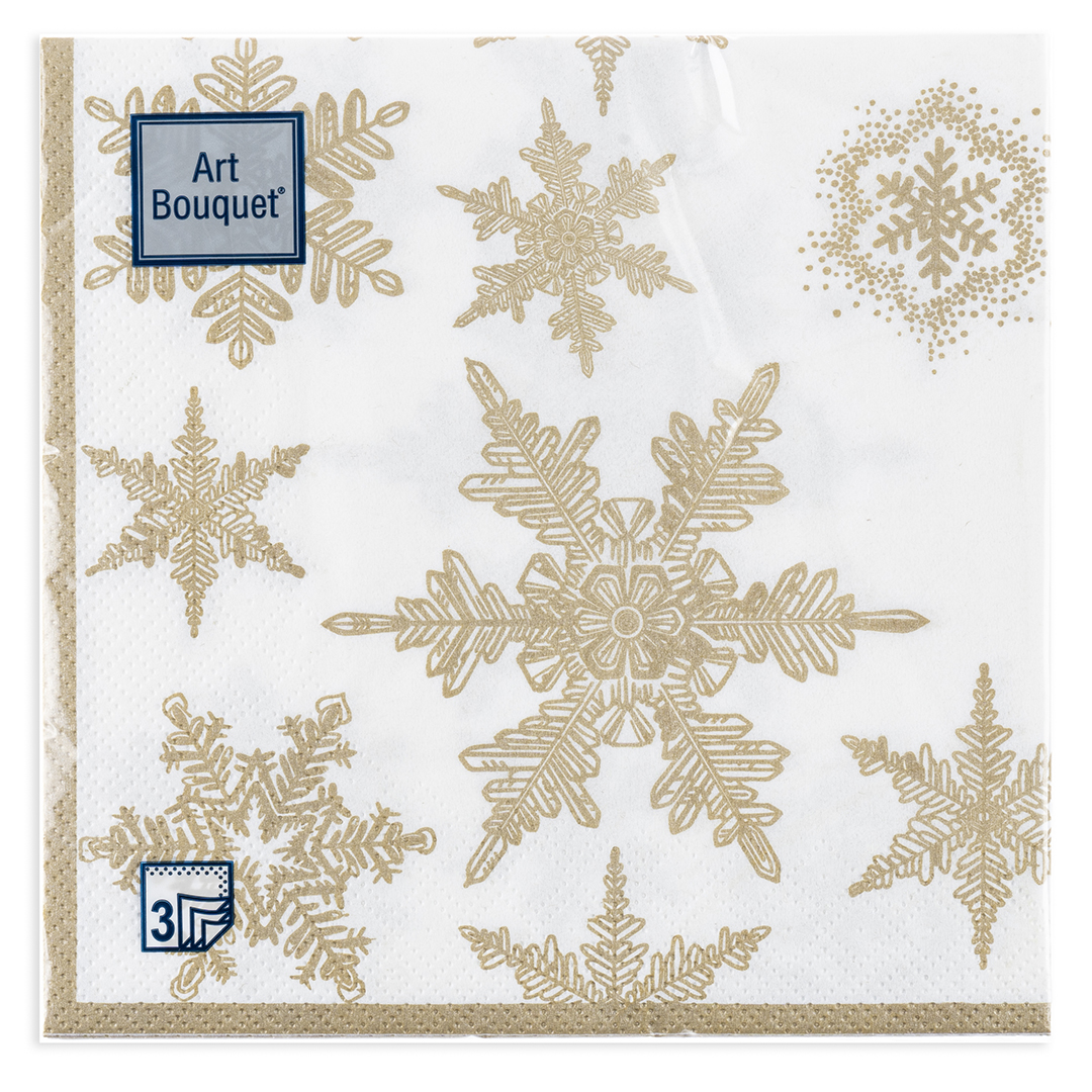 Сервировочные салфетки, Снегопад, Золото, 33*33 см, 20 шт.