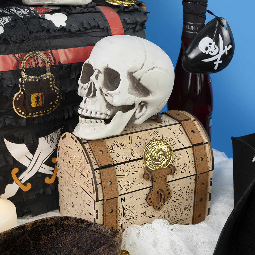 Пиратская повязка, с черепом, Черный, 1 шт. 