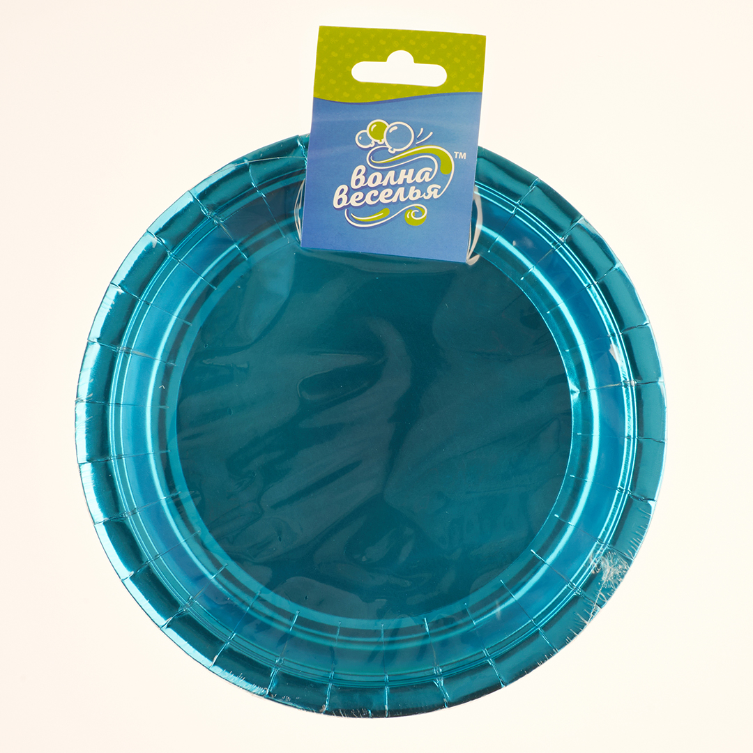 Тарелки (7''/18 см) Голубой, Металлик, 6 шт.