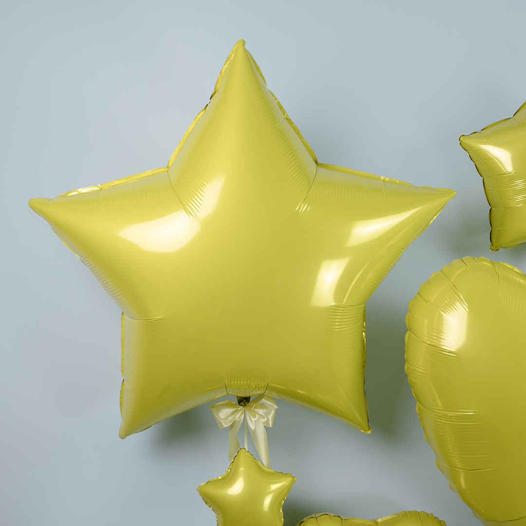 Шар (9''/23 см) Мини-звезда, Светлое золото, 1 шт.