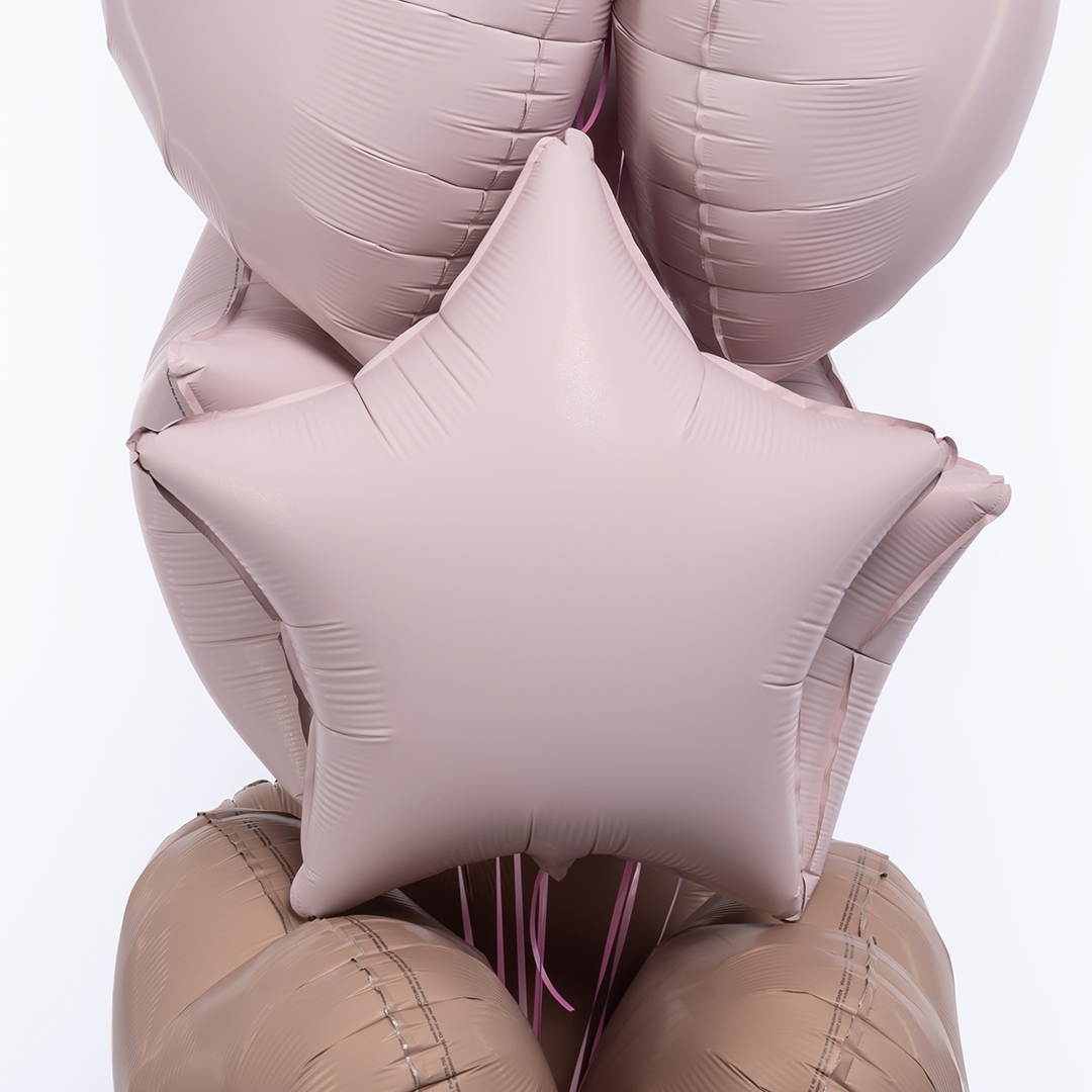 Шар (18''/46 см) Звезда, Пыльная роза, Сатин, 1 шт.