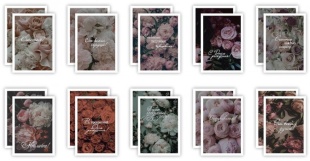 Набор мини-открыток, Поздравления (роскошные цветы), Ассорти, 7*10 см, 20 шт.